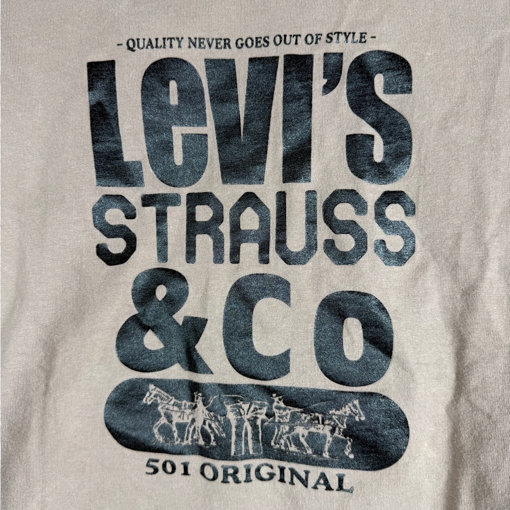 Vintage Levi’s Fitted Tee Shirt Brown Graphic T-shirt Heavy 90s/Y2K Sz S - Picture 5 of 7